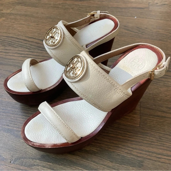 Tory Burch Selma Sandal Wedge White - Picture 10 of 16